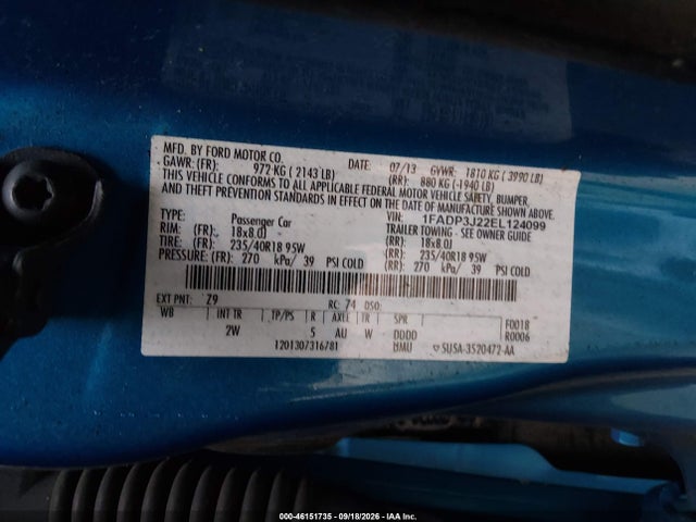 Aukcja sprzedaży 2014 Ford Focus Titanium, vin: 1FADP3J22EL124099, numer aukcji: 46151735