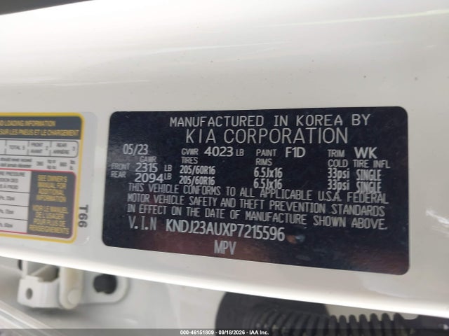 2023 Kia Soul S მანქანა იყიდება აუქციონზე, vin: KNDJ23AUXP7215596, აუქციონის ნომერი: 46151809
