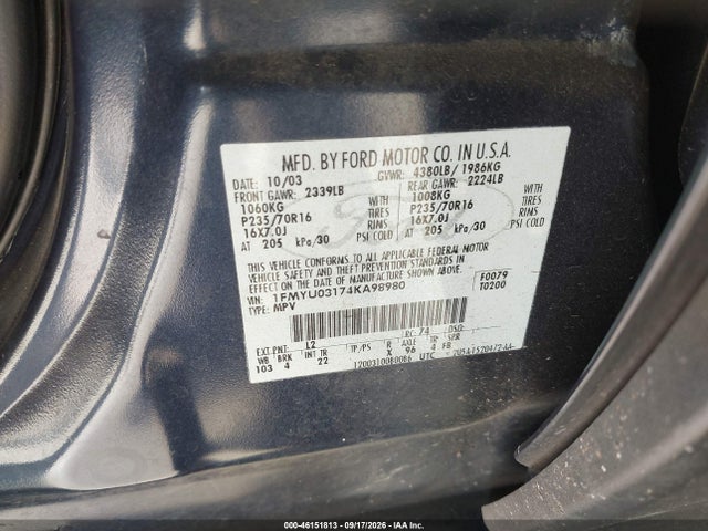 2004 Ford Escape Xlt მანქანა იყიდება აუქციონზე, vin: 1FMYU03174KA98980, აუქციონის ნომერი: 46151813