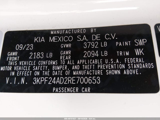 KIA Forte Lxs 2024 3KPF24AD2RE700653 Image 9