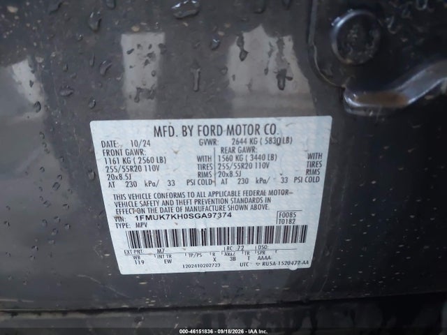 2025 Ford Explorer St-line მანქანა იყიდება აუქციონზე, vin: 1FMUK7KH0SGA97374, აუქციონის ნომერი: 46151836