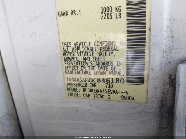 Продаж на аукціоні авто 2013 Nissan Maxima 3.5 S, vin: 1N4AA5AP9DC846180, номер лоту: 46151855