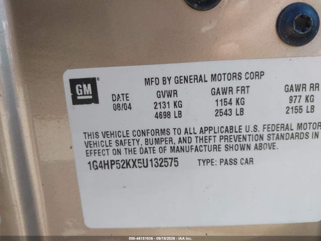 2005 Buick Lesabre Custom მანქანა იყიდება აუქციონზე, vin: 1G4HP52KX5U132575, აუქციონის ნომერი: 46151936