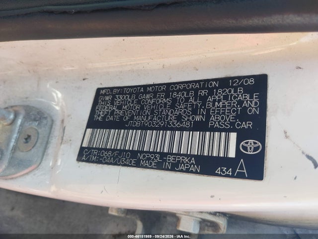 Продажа на аукционе авто 2009 Toyota Yaris, vin: JTDBT903291336481, номер лота: 46151989