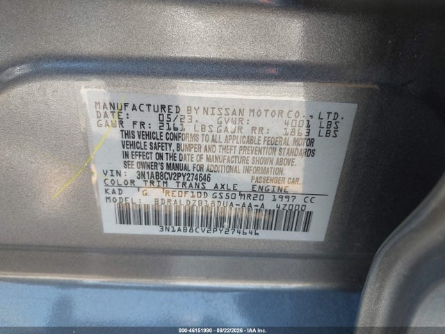 3N1AB8CV2PY274646 Nissan Sentra Sv Xtronic Cvt