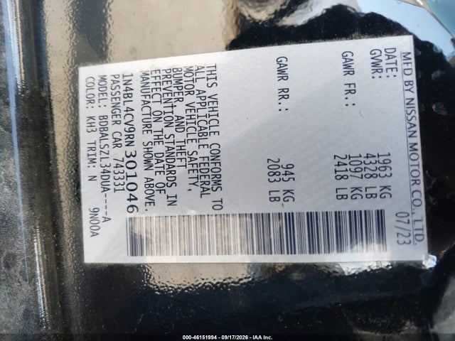 Продажа на аукционе авто 2024 Nissan Altima Sr Fwd, vin: 1N4BL4CV9RN301046, номер лота: 46151994