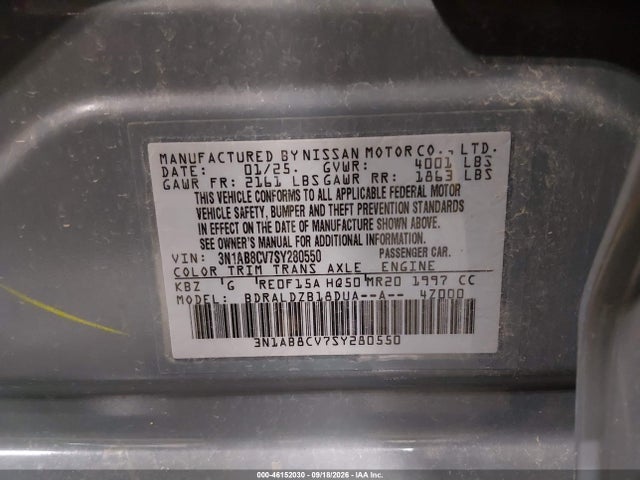 Nissan SENTRA SV 2025 3N1AB8CV7SY280550 Image 9