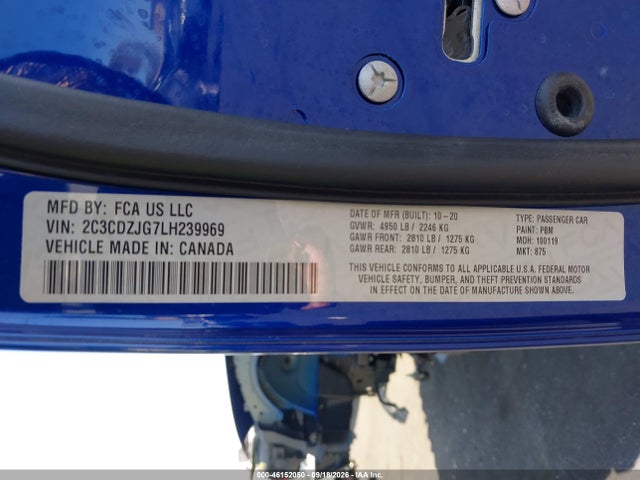 Продаж на аукціоні авто 2020 Dodge Challenger Gt, vin: 2C3CDZJG7LH239969, номер лоту: 46152050