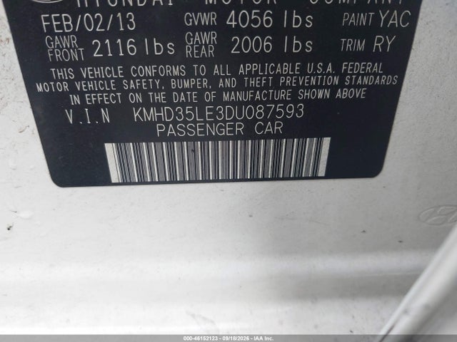 Продаж на аукціоні авто 2013 Hyundai Elantra Gt, vin: KMHD35LE3DU087593, номер лоту: 46152123