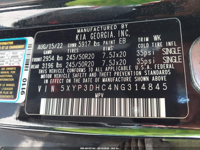 KIA Telluride Ex 2022 5XYP3DHC4NG314845 Image 9