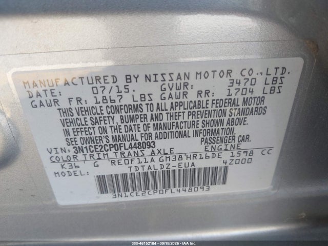 Продажа на аукционе авто 2015 Nissan Versa Note Sv, vin: 3N1CE2CP0FL448093, номер лота: 46152184