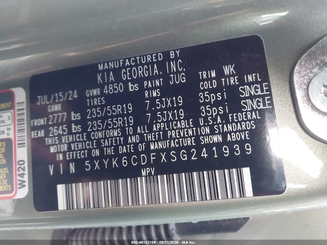 Продажа на аукционе авто 2025 Kia Sportage X-line, vin: 5XYK6CDFXSG241939, номер лота: 46152189