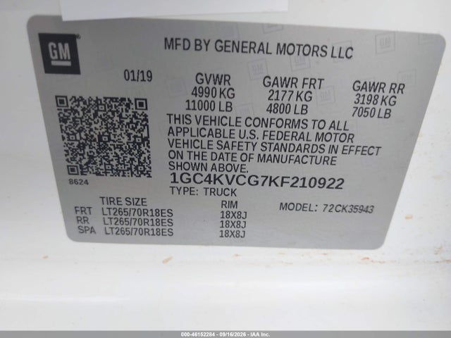 Продажа на аукционе авто 2019 Chevrolet Silverado 3500hd Wt, vin: 1GC4KVCG7KF210922, номер лота: 46152284