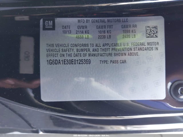 2014 Cadillac Cts Standard მანქანა იყიდება აუქციონზე, vin: 1G6DA1E30E0125369, აუქციონის ნომერი: 46152394