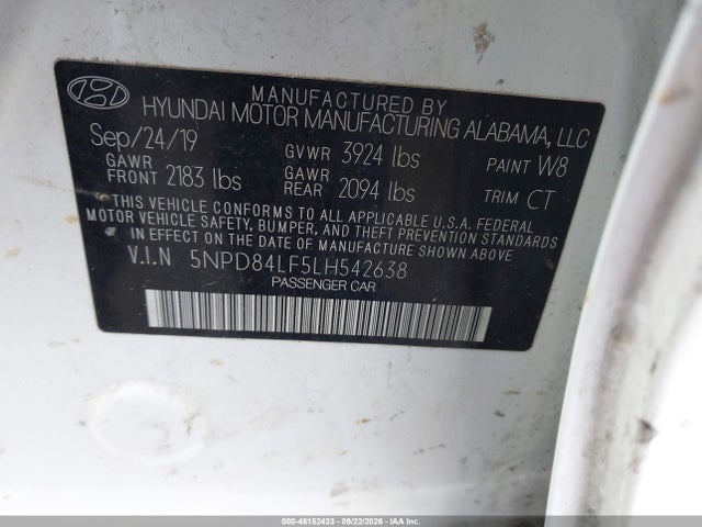 Hyundai ELANTRA SEL 2020 5NPD84LF5LH542638 Image 9