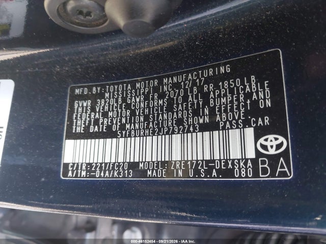 Toyota COROLLA SE 2018 5YFBURHE2JP792743 Image 9