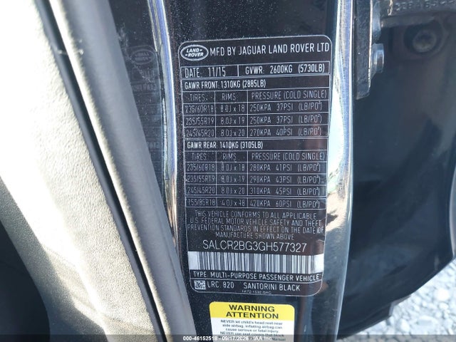 Продажа на аукционе авто 2016 Land Rover Discovery Sport Hse, vin: SALCR2BG3GH577327, номер лота: 46152518