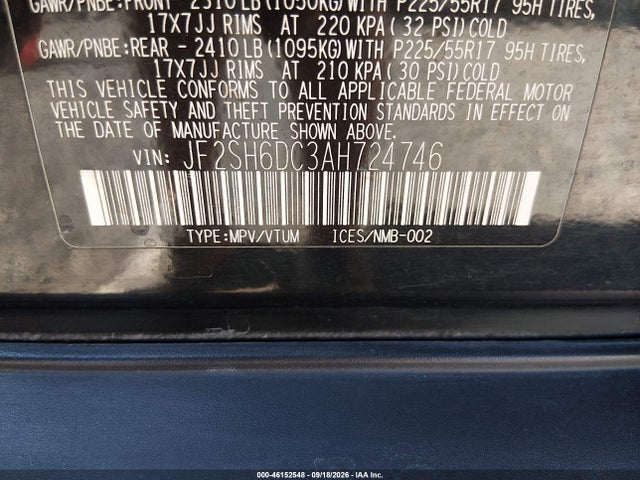 Aukcja sprzedaży 2010 Subaru Forester 2.5x Limited, vin: JF2SH6DC3AH724746, numer aukcji: 46152548