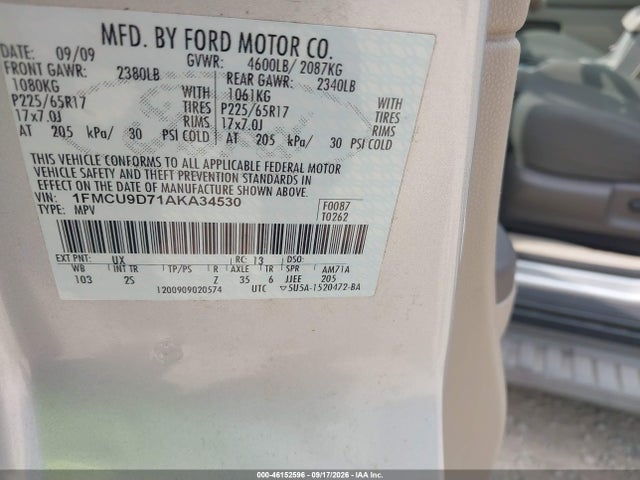 Aukcja sprzedaży 2010 Ford Escape Xlt, vin: 1FMCU9D71AKA34530, numer aukcji: 46152596