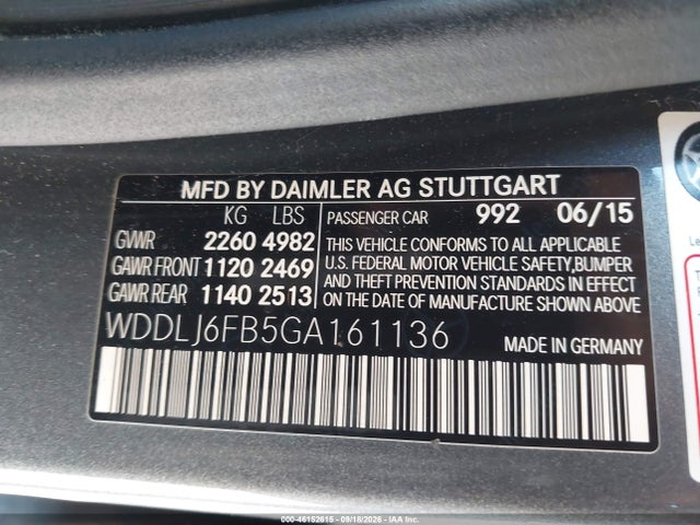 WDDLJ6FB5GA161136 Mercedes-Benz Cls 400