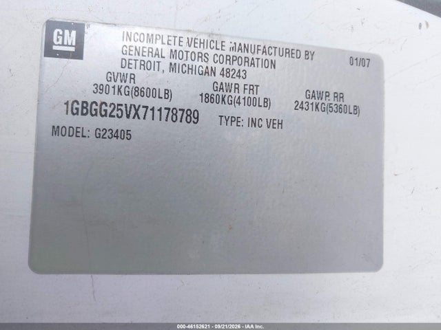 46152621 :رقم المزاد ، 1GBGG25VX71178789 vin ، 2007 Chevrolet Express Work Van مزاد بيع