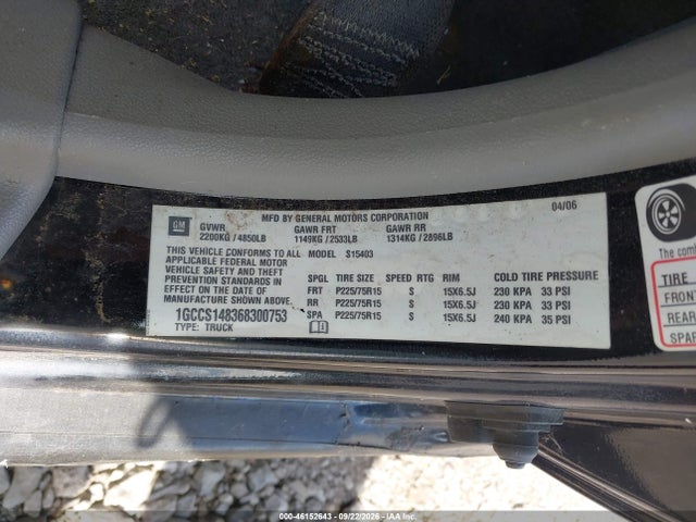 2006 Chevrolet Colorado Ls მანქანა იყიდება აუქციონზე, vin: 1GCCS148368300753, აუქციონის ნომერი: 46152643