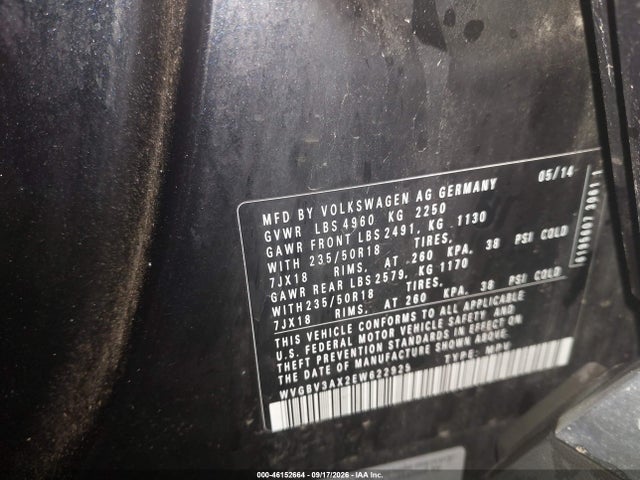 Продаж на аукціоні авто 2014 Volkswagen Tiguan Sel, vin: WVGBV3AX2EW622929, номер лоту: 46152664