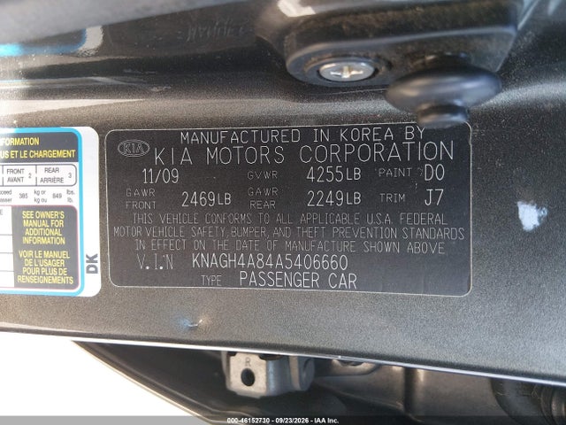Aukcja sprzedaży 2010 Kia Optima Ex, vin: KNAGH4A84A5406660, numer aukcji: 46152730
