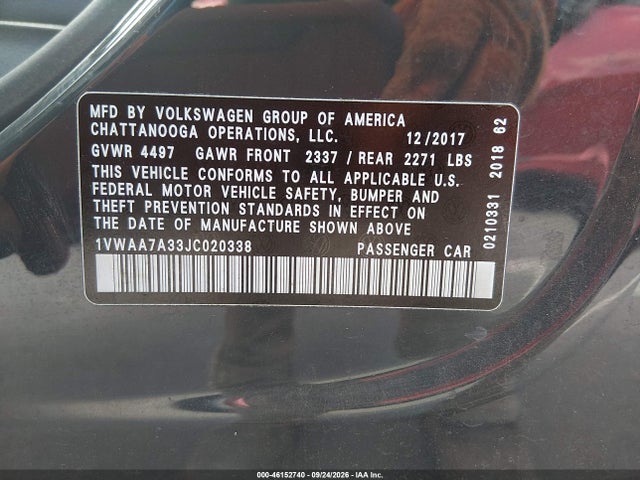1VWAA7A33JC020338 Volkswagen Passat 2.0t R-line/2.0t S