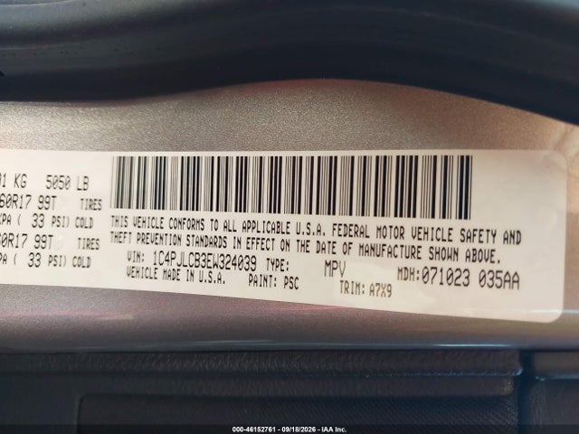 46152761 :رقم المزاد ، 1C4PJLCB3EW324039 vin ، 2014 Jeep Cherokee Latitude مزاد بيع