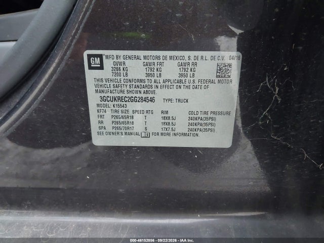 3GCUKREC2GG284546 Chevrolet Silverado 1500 1lt