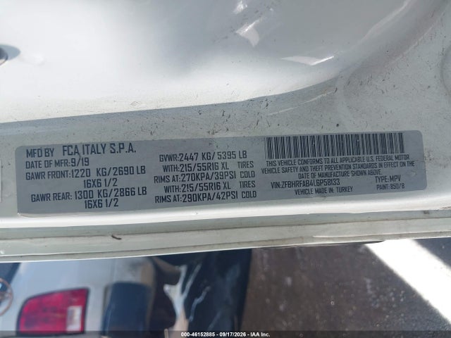 Продажа на аукционе авто 2020 Ram Promaster City Tradesman, vin: ZFBHRFAB4L6P58133, номер лота: 46152885