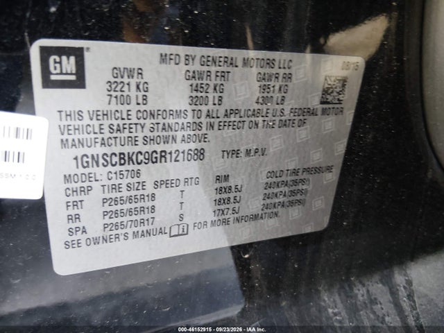 1GNSCBKC9GR121688 Chevrolet Tahoe Lt