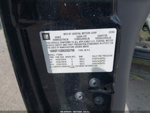 2006 Chevrolet Trailblazer Ls მანქანა იყიდება აუქციონზე, vin: 1GNDT13S862262798, აუქციონის ნომერი: 46152975