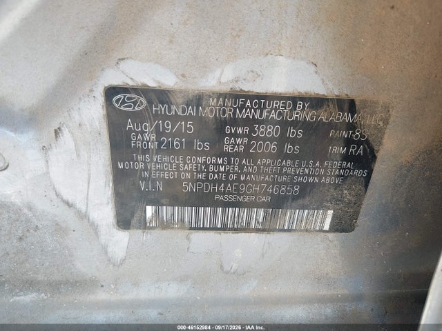 Aukcja sprzedaży 2016 Hyundai Elantra Se, vin: 5NPDH4AE9GH746858, numer aukcji: 46152984