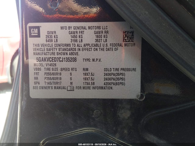 Продаж на аукціоні авто 2012 Buick Enclave Leather, vin: 5GAKVCED7CJ135208, номер лоту: 46153119