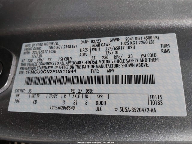 Ford Escape Active 2023 1FMCU9GN2PUA11944 Image 9
