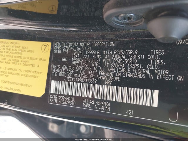 Aukcja sprzedaży 2008 Toyota Highlander Hybrid, vin: JTEEW41A982000559, numer aukcji: 46153233