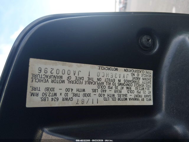 46153300 :رقم المزاد ، JYA3EHC01JA000296 vin ، 1988 Yamaha Xc200 Z مزاد بيع