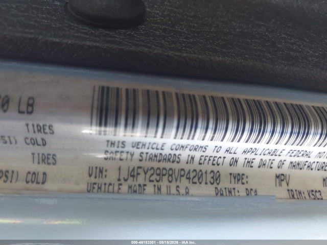 46153301 :رقم المزاد ، 1J4FY29P8VP420130 vin ، 1997 Jeep Wrangler Se مزاد بيع