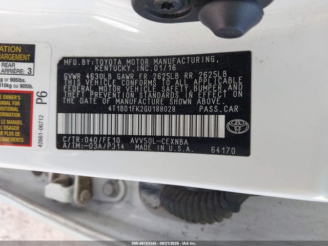 Продаж на аукціоні авто 2016 Toyota Camry Hybrid Le, vin: 4T1BD1FK2GU188028, номер лоту: 46153345