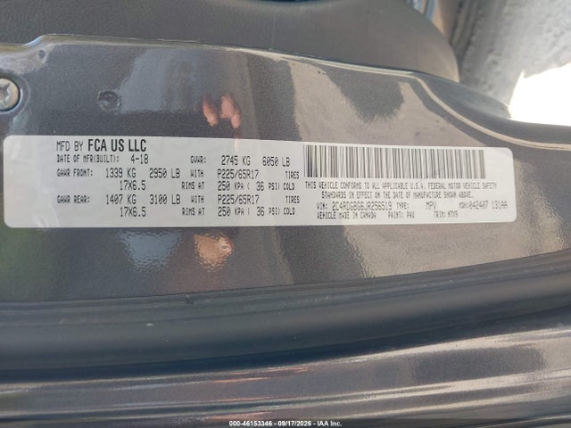 Продаж на аукціоні авто 2018 Dodge Grand Caravan Se Plus, vin: 2C4RDGBG6JR256519, номер лоту: 46153346