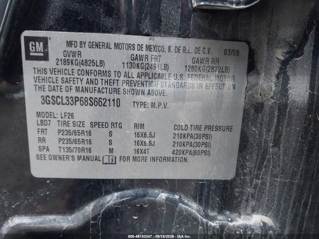 Продажа на аукционе авто 2008 Saturn Vue 4-cyl Xe, vin: 3GSCL33P68S662110, номер лота: 46153347