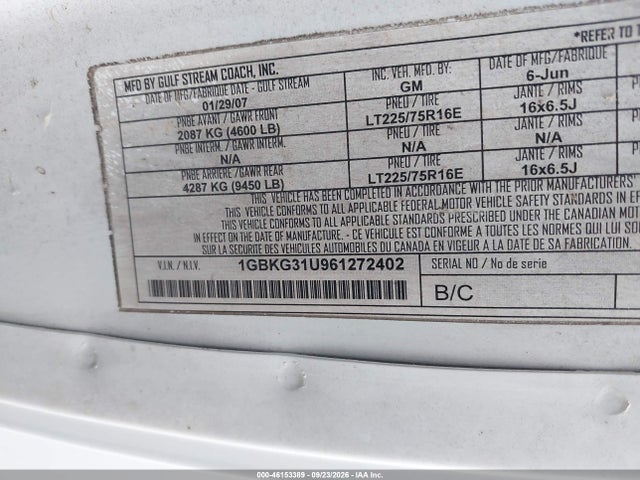 Продажа на аукционе авто 2006 Chevrolet Express Cutaway Work Van, vin: 1GBKG31U961272402, номер лота: 46153389