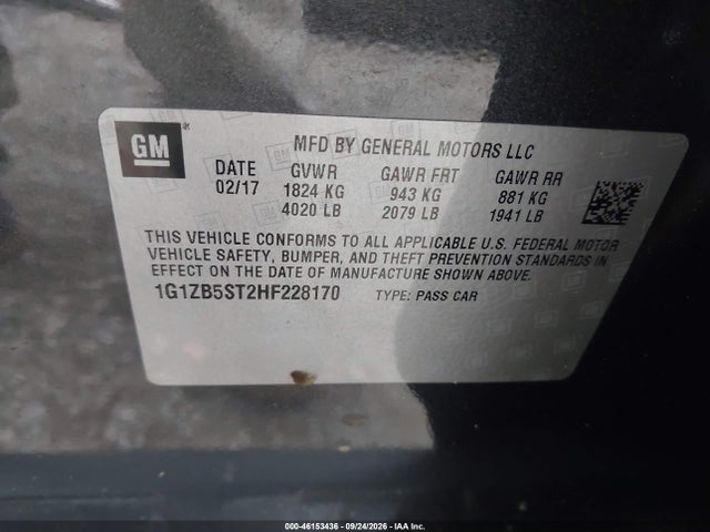 Chevrolet MALIBU LS 2017 1G1ZB5ST2HF228170 Image 9