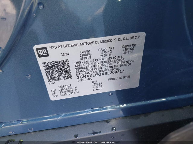Aukcja sprzedaży 2025 Chevrolet Equinox Fwd Rs, vin: 3GNAXLEGXSL209217, numer aukcji: 46153446