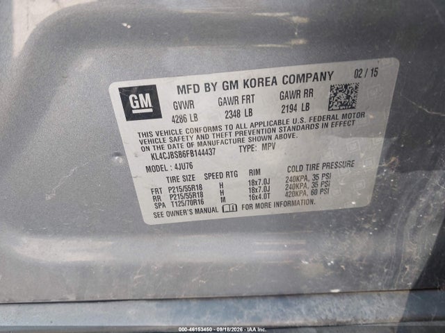 Продажа на аукционе авто 2015 Buick Encore Convenience, vin: KL4CJBSB6FB144437, номер лота: 46153450
