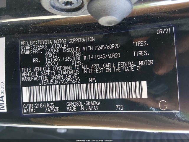 Продажа на аукционе авто 2022 Toyota 4runner Trd Sport, vin: JTEAU5JR7N5255642, номер лота: 46153457