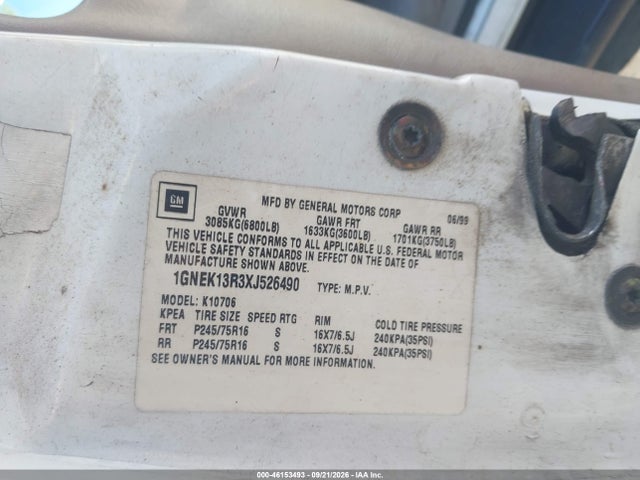 Продажа на аукционе авто 1999 Chevrolet Tahoe Ls, vin: 1GNEK13R3XJ526490, номер лота: 46153493