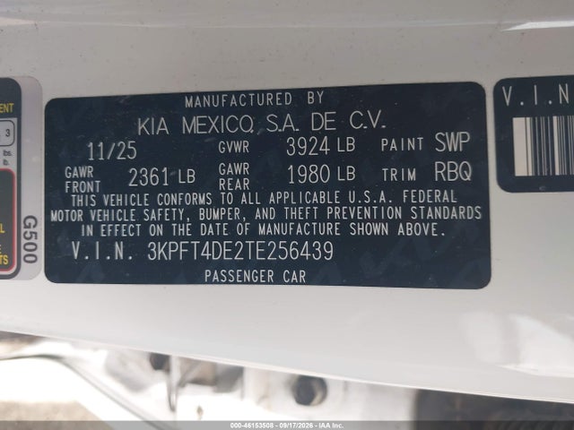 KIA K4 Lxs 2026 3KPFT4DE2TE256439 Image 9